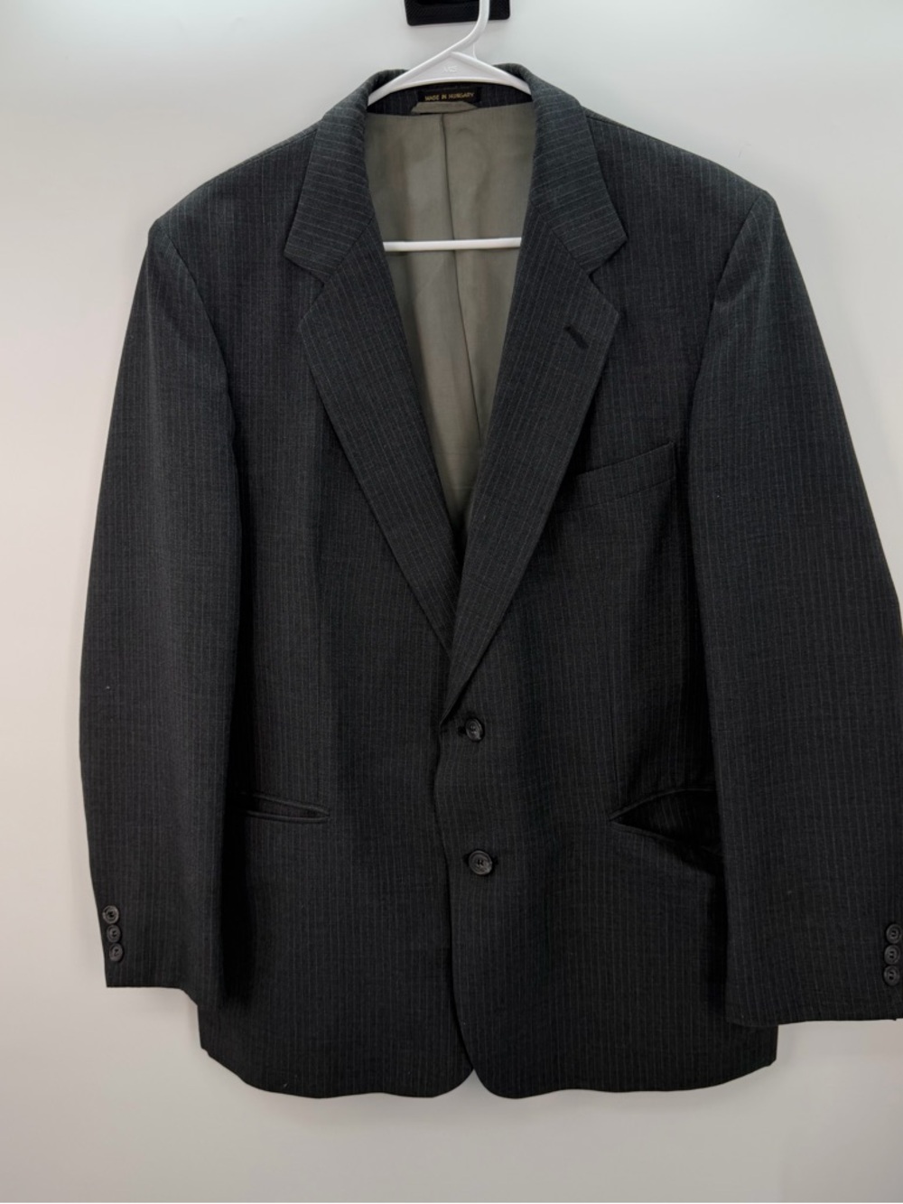 Vintage Pinstripe Suit Set 🖤 Size 42 Charcoal Gray Wool Blend Made in Hungary